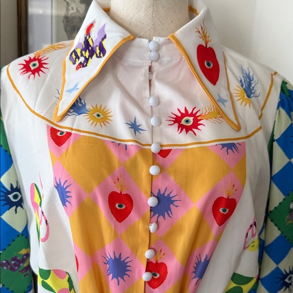 2 Bohemian Patchwork Maxi Dresses with Green Sash - Picture 7 of 15